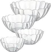 Maxcheck 4 Pcs Clear Plastic Serving Bowls Acrylic Salad Mixing Bowls Ruffle Candy Dish Reusable Chip Bowls for Parties Decorative Food Bowls Container for Kitchen Dessert Snack Fruit Popcorn, 4 Sizes