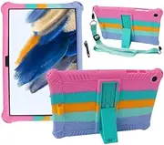 [Jarttarn] Silicone Case Compatible with Samsung Galaxy Tab A9 Plus/Tab A9+ 11 inch 2023 Tablet Soft Rubber Case with Stylus Pen Shoulder Strap Galaxy Tab A9+ Case for Kids (Rainbow Pink)