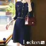【LOCKERS 木櫃】春季復古收腰針織連衣裙 L112021305