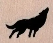 Howling Coyote Silhouette 1 1/4 x 1" Rubber Stamp, Animal Stamp, Coyote