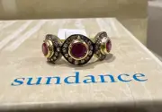 NWT Sundance Catalog Silver Gold Plated “Ruby Delight Ring” Size 5 $650