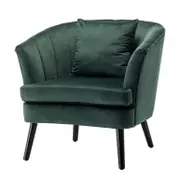 Dalya Velvet Accent Chair with Cushion - Dark Forest Green