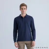 在飛比找Yahoo奇摩購物中心優惠-GIORDANO 男裝素色簡約長袖POLO衫 - 66 標誌