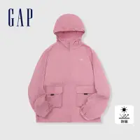 在飛比找momo購物網優惠-【GAP】女裝 Logo防曬印花連帽外套-粉紅色(87448