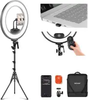 NEEWER 18 Inch Edge Lit Ring Light Kit 45W 3300lux 2900K-7000K 12 Scenes with AP