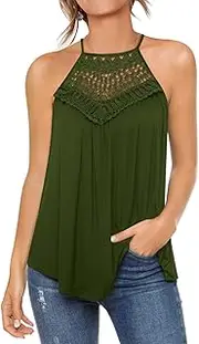 [MIHOLL] Womens Summer Casual Sleeveless Tops Lace Flowy Loose Shirts Tank Tops
