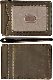 [kinzd] Slim Wallet Money Clip RFID Blocking Minimalist Bifold Wallet for Men Genuine Leather Front Pocket Card Holder