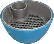 Dual-Chamber Snack Bowl with Shell Holder - 4.4 * 2.71inch Pistachio & Nut Organizer, Double Compartment Serving Dish for Cherries, Popcorn (Blue)