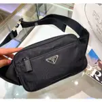 PRADA 2VL977 再生尼龍及SAFFIANO皮革腰包 黑色