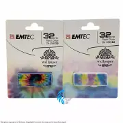2 PACK Emtec 32GB Slide Flash Drive - USB 2.0 - Wallpaper (ECMMD32GM700WPTD2)™