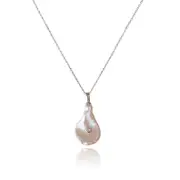 Culturesse Eve 40cm Natural Keshi Pearl Pendant Crystal Necklace Women's Fashion