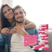 Lust Tower, Couples Game for Adults, 54PCS Super Naughty Block Tower Game, Stacking Blocks Valentine Tumbling Tower Wooden Date Night Party Game Gift