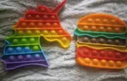 Rainbow Unicorn N Cheeseburger Pop It / Fidget / Sensory Toy / Set New No Tags