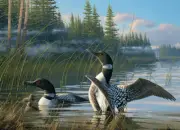 Cobble Hill Common Loons 1000 Piece Jigsaw Puzzle By Michael Sieve
