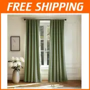 Room Darkening 90" Velvet Curtains in Olive Sage - Elegant Set of 2 Panels
