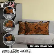 SOGA 2X 30cm Throw Pillow Dark Brown Leopard Lumbar