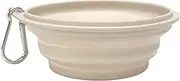Collapsible Pet Bowl, Food Grade Silicone Foldable Expandable Cup Dish for Pet Dog Cat Food Water Feeding Portable Travel Bowl with Free Carabiner (Cream)