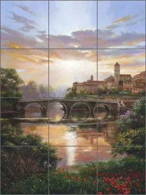 Ceramic Tile Mural Kitchen Backsplash Mirkovich Tuscan River Landscape NMA080
