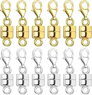 Qulltk Magnetic Necklace Clasp with Lobster Clasp 18K Gold and Silver Magnetic Jewelry Clasps for Necklaces Extender Bracelet Clasps and Closures