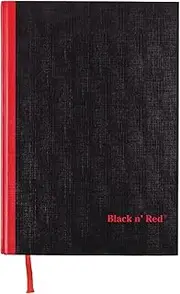 Black n' Red Notebook, Business Journal, 11-3/4" x 8-1/4", 96 Sheets, Ruled, Optik Paper, Hardcover, Casebound, Black (D66174)