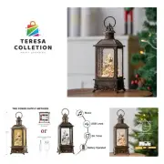 Christmas Snow Globe Lantern Water Glittering Snow Mountain Town with Music &...