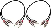 VGOL 2pcs 2RCA Male to 2RCA Male Video Extension Cable Aluminum Alloy Shell Gold Plated Plug Short Stereo Audio Cable for HiFi Stereo Systems TVS Speakers HDTVs