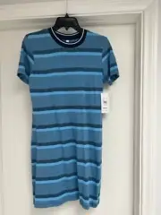 NWT RVCA Blue (Horizon) Striped "Howl" T-Shirt Dress - Medium