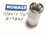 KOBALT 11/32" x 1/4" DR STANDARD SOCKET 12 Point #217867 Free Shipping