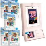 HP Sprocket Photobooth 3x4" Photo Printer, Pink Bundle Photo Paper (500 Sheets)