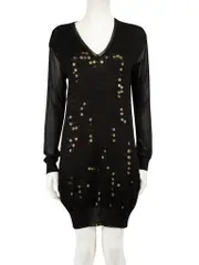 Black Sequin Knit Jumper Dress