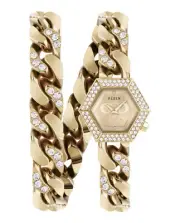 Philipp Plein Womens The Hexagon Gold 28mm Bracelet Fashion Watch