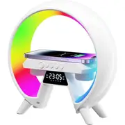 Wireless Charger Bluetooth Speaker Alarm Clock RGB Atmosphere Lamp Bedroom Light