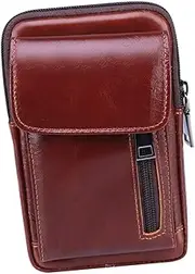 [SAFIGLE] Retro Style Men's Leather Waist Bag Running Waist Belt Phone Holder for Gym Outdoor Sports Travel
