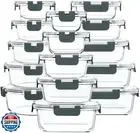 M MCIRCO 30 Pieces Glass Food Storage Containers with Snap Locking Lids,Glass