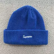 Supreme Hat Cap Loose Gauge Beanie Blue White Logo Knit Toque Streetwear FW24