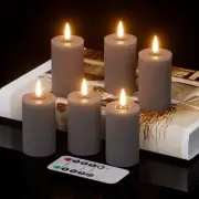 Flameless Candles with Remote Timer, 6 PCS Real Wax LED Votive Battery Gray