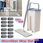 Mop Bucket Wet Dry Rinse Wash 360 Rotating Squeeze Flat Floor Cleaner with Pads