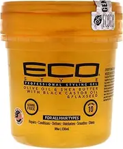 Eco Style Ecoco Gel - Olive Oil And Shea Butter Black Castor Oil And Flaxseed - Superior Hold And Healthy Shine - Helps Moisturize Scalp - Repairs Damaged Follicles - Promotes Hair Growth - 8 Oz
