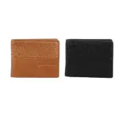 NEW PIERRE CARDIN MENS WOVEN EMBOSSED LEATHER TRI-FOLD WALLET Money Purse Holder