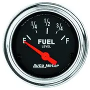 Autometer Traditional Chrome Fuel Level Gauge Electric - 0 - 90 Ohm, 2 1/16 Inch, Short Sweep, AU2514