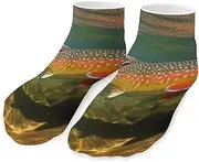 [QMNVBDS] Brook Trout Fly Fishing Socks Ankle Length Socks Casual Short Socks for Women Men Low Cut Sports Socks Running Socks No Show Socks Ankle Socks Athletic Socks Workout Socks, Style, One Size