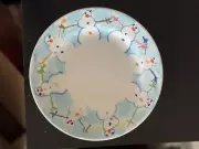 Tiffany Co Holiday China Hand Painted Snowman Print Set Of Four Dessert Plates