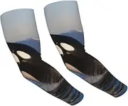[FHEDVBN] Killer Whale Arm Sleeves Compression Arm Covers for Men Women Outdoor Sun Sleeves Cooling Sports Sleeve, Black