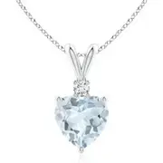 Heart-Shaped Aquamarine V-Bale Pendant with Diamond
