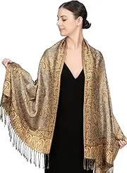 [Achillea] Soft Silky Reversible Paisley Pashmina Shawl Wrap Scarf
