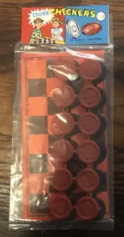 Vintage 1960s NOS Five And Dime Toy CHECKERS SET by Crown