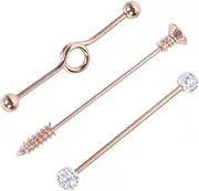 [DEARMAMY] Barbell Earring Barbell Ear Jewelry Ear Studs Industrial Arrows Screw Earring Piercing Jewelry Silver