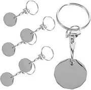 [ARTIBETTER] 6Pcs Stainless Steel Shopping Trolley Tokens Keychain Keyring for Grocery Carts Convenient Token Holder for Easy Access and Carrying