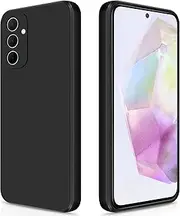[GiiYoon] Case Compatible with Samsung Galaxy A35, High-Quality Liquid Silicone Case, All-Round Protection Mobile Phone Case, Scratch-Resistant, Soft Microfibre Lining, Black