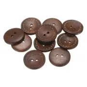 10pcs Wooden Sewing Button 25mm 2 Holes Round Craft Clothing Button Medium Brown